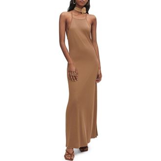 Mango High Neck Maxi Dress in Caramel at Nordstrom, Size 10