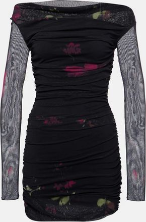 Blumarine Floral ruched mesh minidress