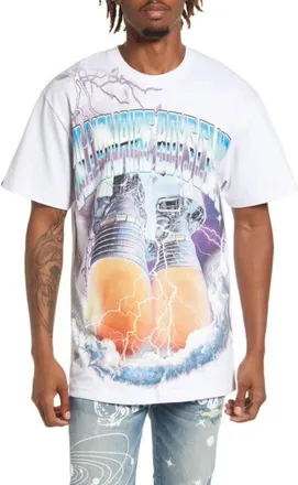 Billionaire Boys Club Thrusters T-Shirt Mens White Graphic Oversized FROG437