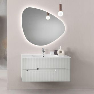 MODO Modo - Mobile bagno sospeso 70 cm con 2 cassetti righe Grigio Perla