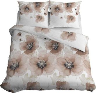 OEM Ropa De Cama De Sat&eacute;n 180x200 Flores Beige Claro