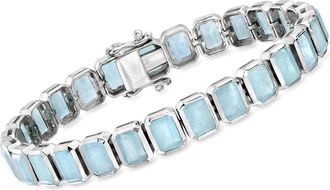 Ross-Simons Bezel-Set Aquamarine Bracelet in Sterling Silver