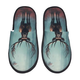 Generic Mystical Woods Elk Men Women Slippers Cosy Shoes Soft House Shoes For Winter Bedroom Outdoor L