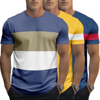 Generic 3Pack Mens T-Shirts Short Sleeve Pocket Tee Shirt Casual Crew Neck Moisture Wicking Soft Basic T Shirts (UK, Alpha, 4XL, Regular, Regular, 4)