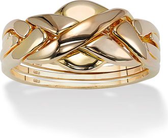 Palm Beach Jewelry Puzzle Ring in Gold-Plated Sterling Silver