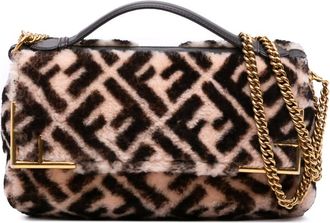 Fendi Pre-owned Fendi Zucca Shearling Double F Baguette Satchel Ladies 8BT297 A5E189 10429