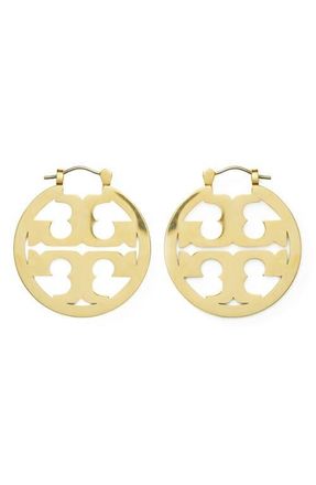 Tory Burch Small Icon Hoop Earrings in Tory Gold at Nordstrom