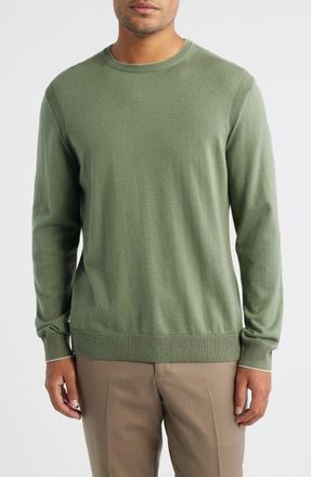 Jack Victor Grassi Crewneck Cotton & Cashmere Sweater in Sage at Nordstrom, Size Xx-Large