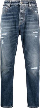 Brunello Cucinelli Distressed Blue Denim Jeans, Brand Size 54 (US Size 38)