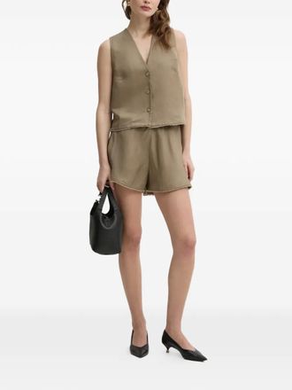 IVY OAK elasticated frayed shorts - Neutrals