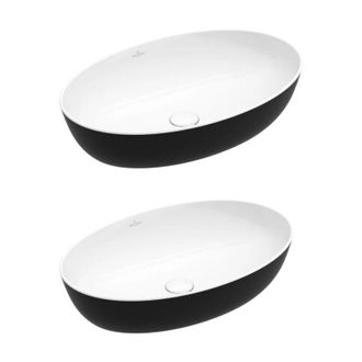 Villeroy & Boch Villeroy&boch - Conjunto De Dos Lavabos Sobre Encimera Ovalados Villeroy Et Boch Artis Coal Black