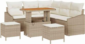 vidaXL Garden Sofa Set with Cushion 8 pcs Beige Poly rattan Vidaxl