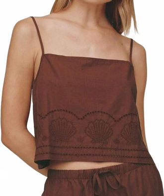 Bella Dahl Button Back Crop Top In Sea Glass Brown
