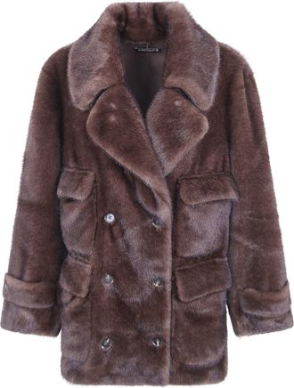 DRHOPE Faux Fur Coat 9141.Eko Mi2 Ganache
