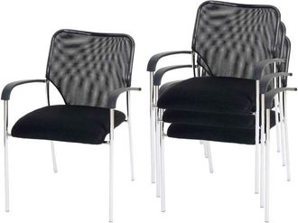 Hhg Non utilizzato] Set 4x sedie ufficio conferenza sala attesa impilabili Tulsa tessuto struttura cromata nero