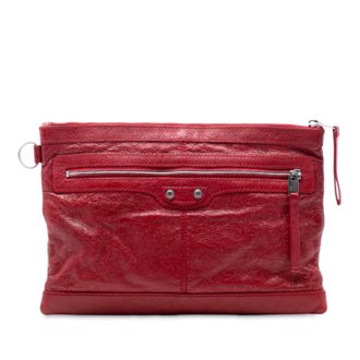 Balenciaga Tweedehands Lamsleer Motocross Classic Clip M Clutch