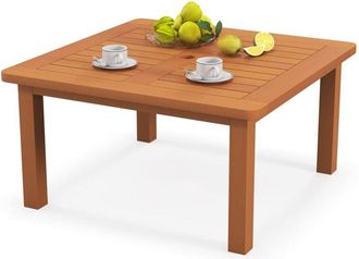 Costway Costway - Patio Coffee Table Outdoor Solid Wood Side Table with Slatted Tabletop