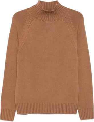 Eleventy Maglione a collo alto con maniche raglan - Marrone