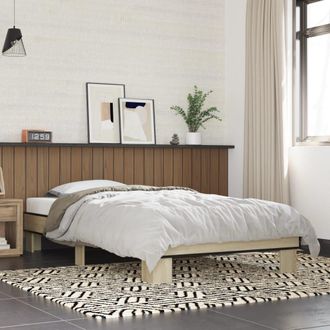 vidaXL Estructura Cama Madera Ingenier&iacute;a Metal Roble Sonoma 75x190 Cm Vidaxl