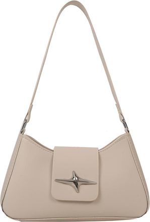 Generic Ladies Handbag PU Leather Sequin Y2K Outdoor Leisure Bag Women Satchel Bag with Zipper for Female (Beige)