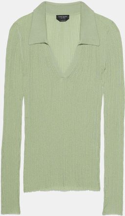 Kate Spade New York Sheer Long Sleeve Ribbed Polo