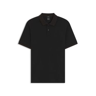 BOSS Stripe-trim slim-fit polo shirt in mercerised cotton