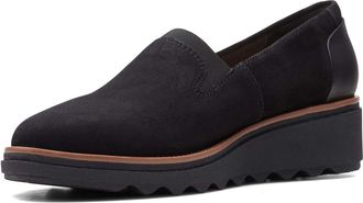 Clarks Womens Sharon Dolly Loafer, Black Suede W Dark Tan Welt, 5.5 UK (39 EU)