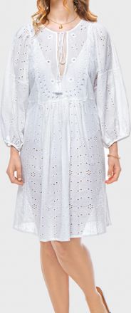 Elle Womens Jane Embroidery Anglaise Beach Dress in White - Size X-Large