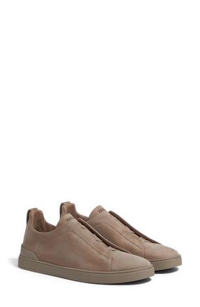 Ermenegildo Zegna Triple Stitch SECONDSKIN Sneaker in Dark Beige at Nordstrom, Size 11.5Us