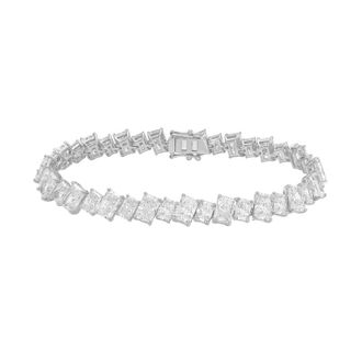 Diana M. Jewels 14kt White Gold 35.00cts Lab Grown Slanted Radiant Diamond Tennis Bracelet