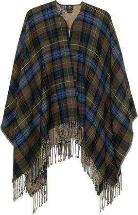 Etro Tartan Fringed Poncho - Dames - Ponchos - Veelkleurig - ONE Size - Wol - Jassen