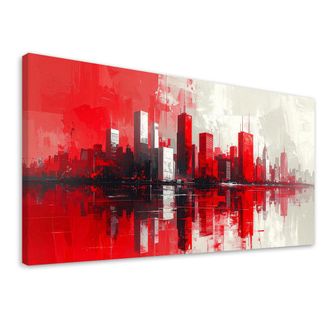 Feeby Cuadro En Lienzo, Edificios Rojos De La Ciudad Imitaci&oacute;n Pintura, 120x60