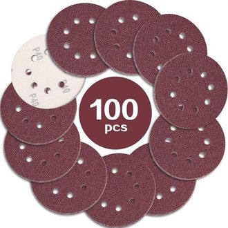 OEM 100 Discos De Lijado De 125 Mm, Grano 600, 8 Agujeros. Ideales Para Lijar/pulir Con Lijadoras Orbitales. Color Rojo &Oacute;xido