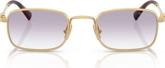 Miu Miu 49mm Rectangular Sunglasses in Gold /Clear /Dark Grey at Nordstrom