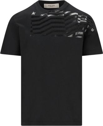 Golden Goose T-shirt met toon-op-toon print - Heren - T-shirts - Zwart - M - Katoen - Tops