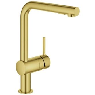 GROHE Grifo Monomando De Fregadero Minta 30274 Ca&ntilde;o L Rociador Extra&iacute;ble Cool Sunrise Cepillado, 30274gn0