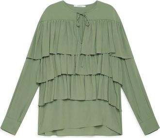 Maliparmi Fluid Crepe Shirt - Dames - Blouses - Groen - S - Overhemden