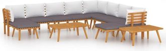 vidaXL Juego Muebles De Jard&iacute;n Y Cojines 12 Pzas Madera Maciza Acacia Vidaxl