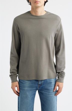 Frame Denim Duo Fold Long Sleeve Cotton T-Shirt in Smoky Green at Nordstrom, Size Xx-Large