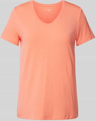 Schiesser T-Shirt mit geripptem V-Ausschnitt in Orange, Gr&ouml;&szlig;e 36