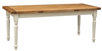 Biscottini International Biscottini - Mesa De Estilo Country E&igrave;xtensible De Madera Maciza De Tilo Armaz&oacute;n Blanco Envejecido Plan Con Efecto Natural 200 X90x80 Cm
