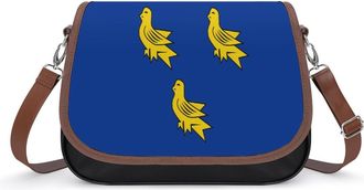 Generic Flag of Sussex Crossbody Bags for Women Fashion Leather Shoulder Handbags With Adjustable Strap