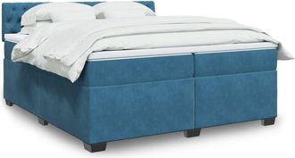 vidaXL Cama Box Spring Con Colch&oacute;n Terciopelo Azul 200x200 Cm Vidaxl
