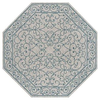 Jonathan Y Designs Charleston Vintage Filigree Textured Weave Octagon Indoor/Outdoor Area Rug in Gray/teal at Nordstrom, Size 5Ft 0In X 5Ft 0In