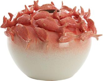 Light & Living Light&living - Vaso De Cer&aacute;mica Fish En Coral Y Crema - &Oslash;40x27 Cm