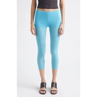 Paloma Wool Meleta Cotton & Silk Blend Capri Leggings in Blue at Nordstrom, Size X-Small
