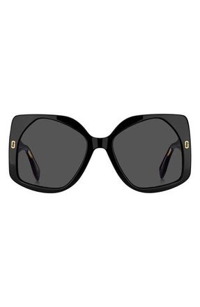 Marc Jacobs 56mm Geometric Square Sunglasses in Black/Grey at Nordstrom