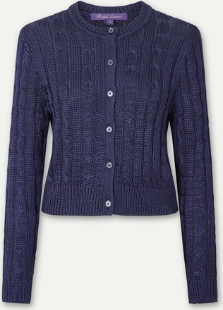 Ralph Lauren Collection Cardigan In Seta A Trecce - Blu