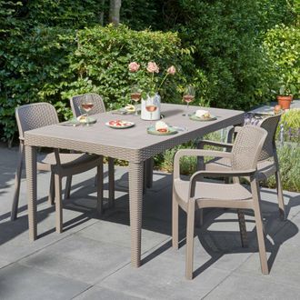 Dmora Dmora - Tavolo Da Esterno Salmon, Base Per Picnic, Piano Da Pranzo Da Giardino, Banco Outdoor Multiuso, 160x90 H74 Cm, Tortora