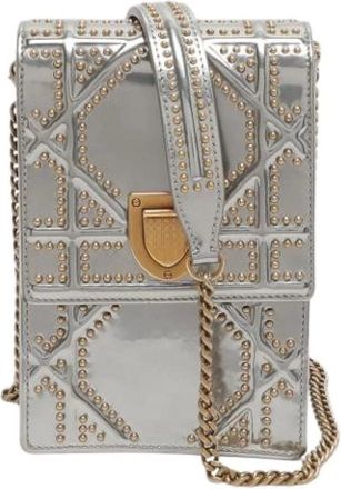 Dior Pre-owned Cross Body Bags, female, Gray, Size: ONE SIZE Pre-owned Leather Cross Body Bag